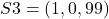 S3 = (1, 0, 99)