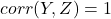 corr(Y,Z) = 1