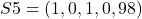 S5 = (1, 0, 1, 0, 98)