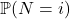 \mathbb{P}(N=i)